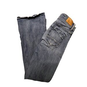 BKE Payton Denim Flare Jeans Mid Rise Distressed Blue 26x34 Boho Bohemian Grunge